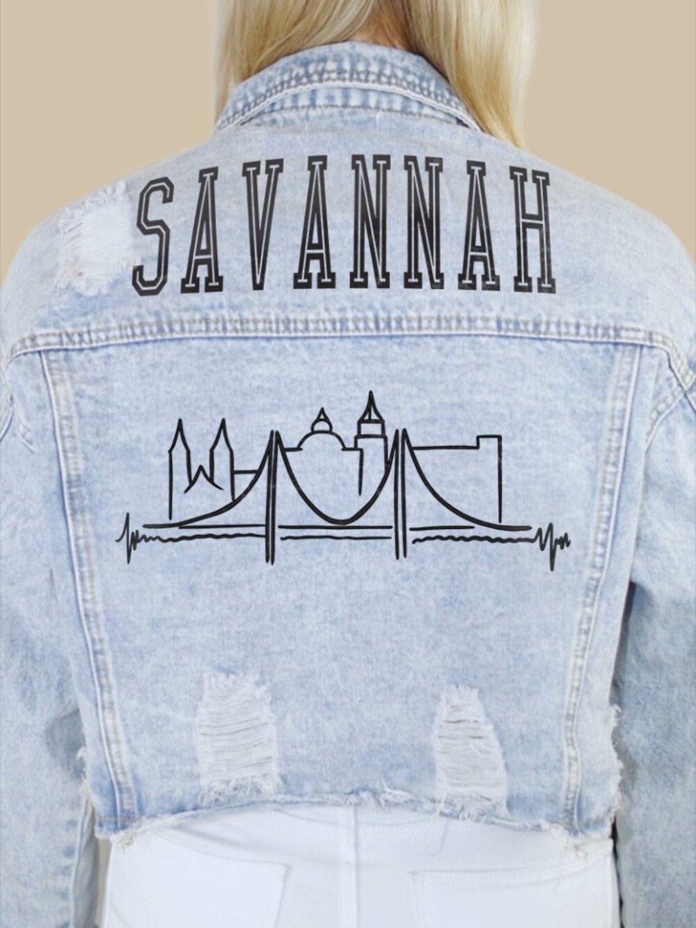 Savannah City Skyline Denim Jacket
